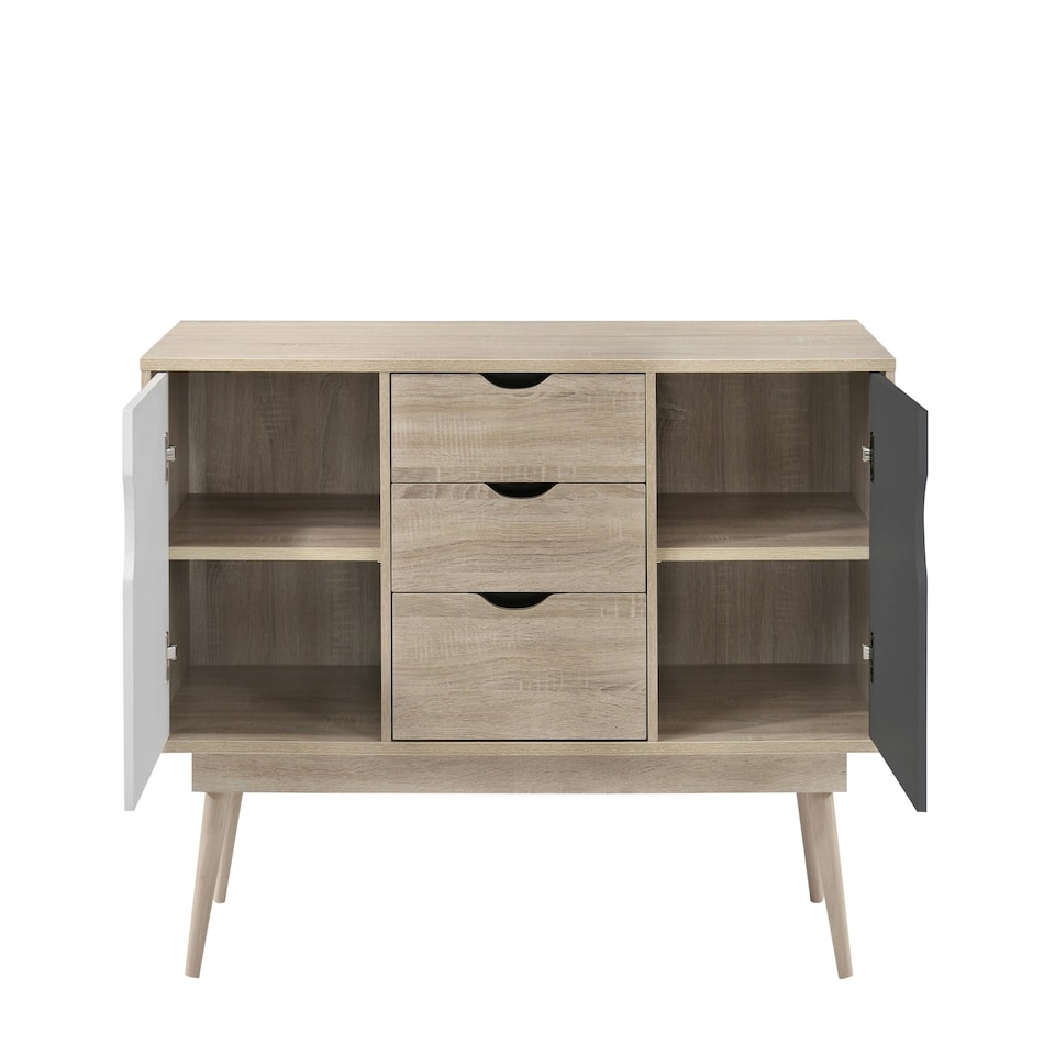 image 1 of Alford 2 Sideboard with 2 Doors & 3 Drawers White & Grey Finish
