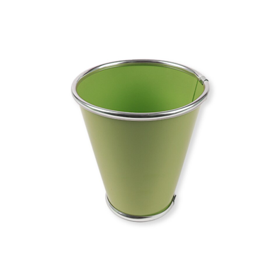 Decorative Large Tin Colourful Plant Pot 17cm | Green | Dark Green | 1