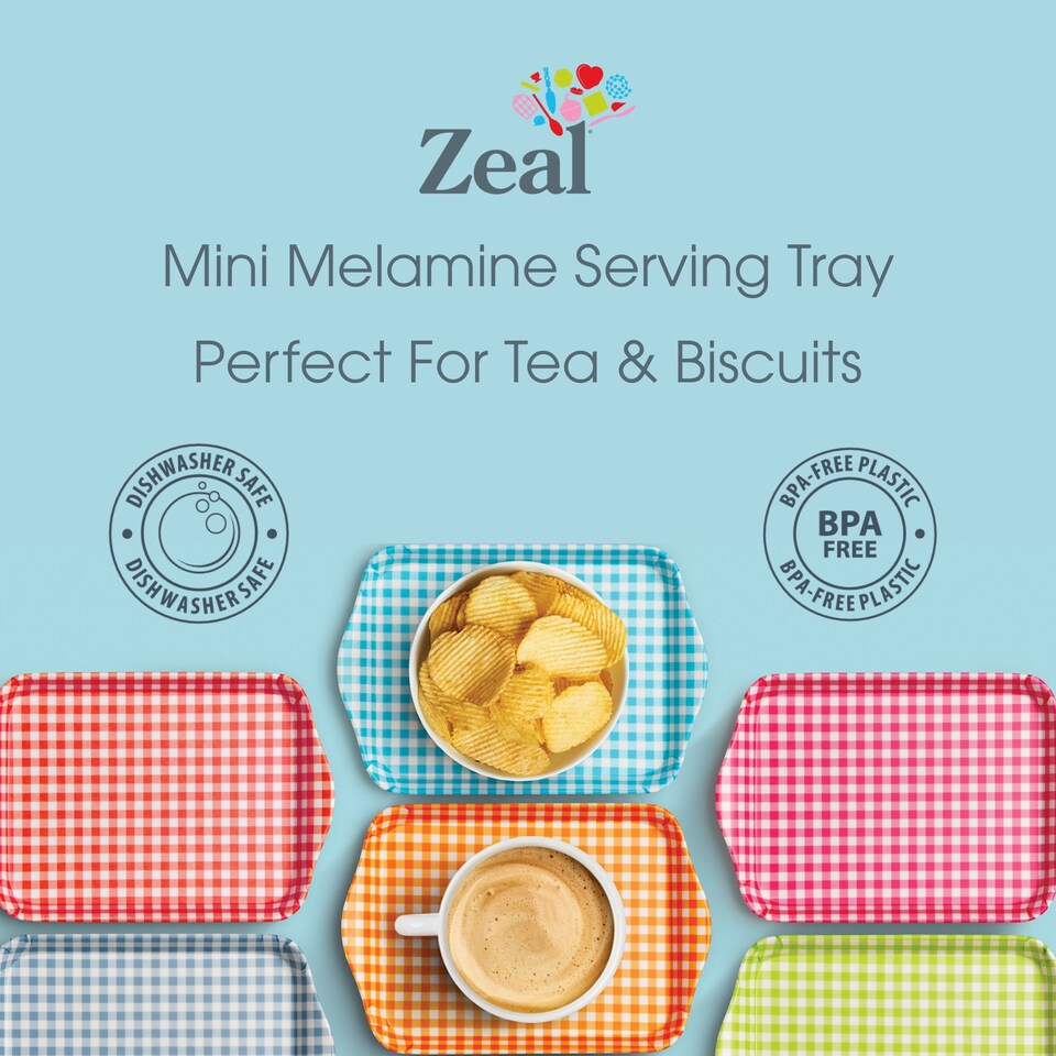 image 1 of Zeal Melamine Mini Tray, Gingham Pattern, 18 x 14 cm, Dark Grey