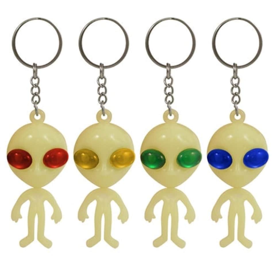 Assorted Glow In The Dark Alien Key Ring Party Favour 11cm