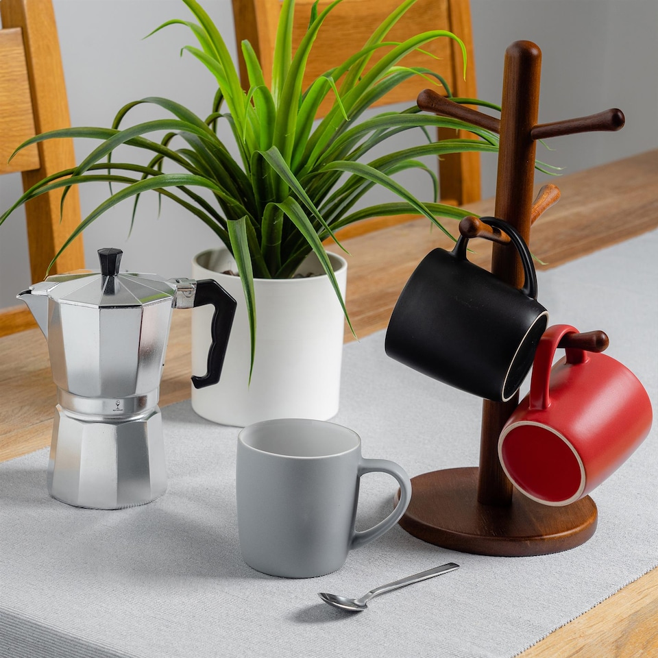 image 1 of Argon Tableware Matt Coloured Coffee Mugs - 350ml - Lancashire - Pack of 6 | Multi | Black Red Grey | 6