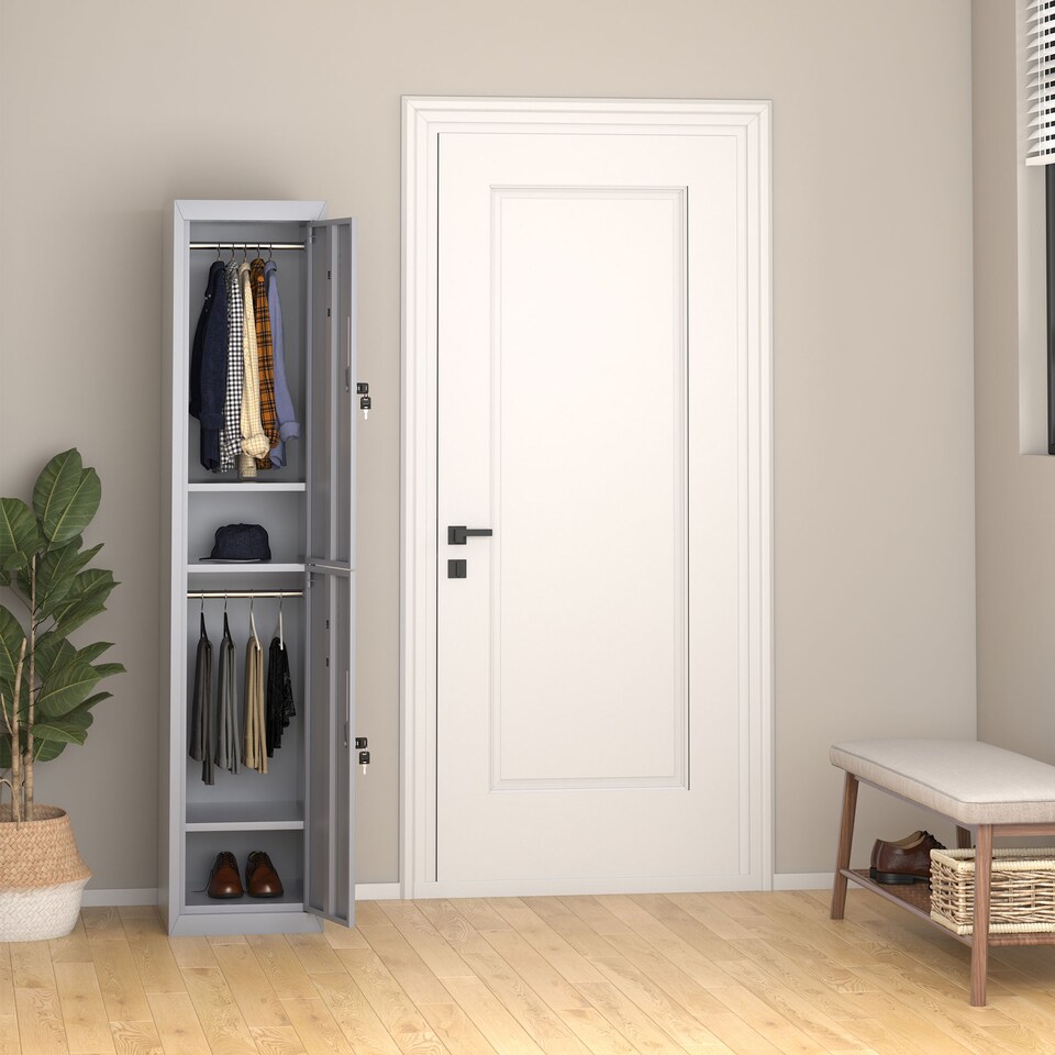 image 1 of Vinsetto Locker Cabinet Storage Cold Rolled Steel w  Shelves Vertical Cupboard Grey 38 x 46 x 180 cm