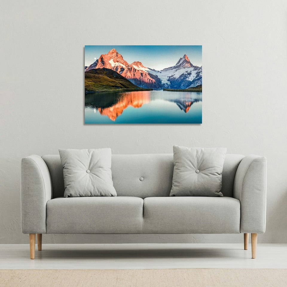 image 1 of Fantastic evening panorama of Bachalp lake (Canvas Print) 101 x 77 x 4cm