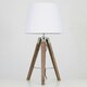 image 2 of ValueLights Distressed Wood and Silver Chrome Tripod Table Lamp with a White Tapered Light Shade - Complete with a 6w LED GLS Bulb 3000K Warm White