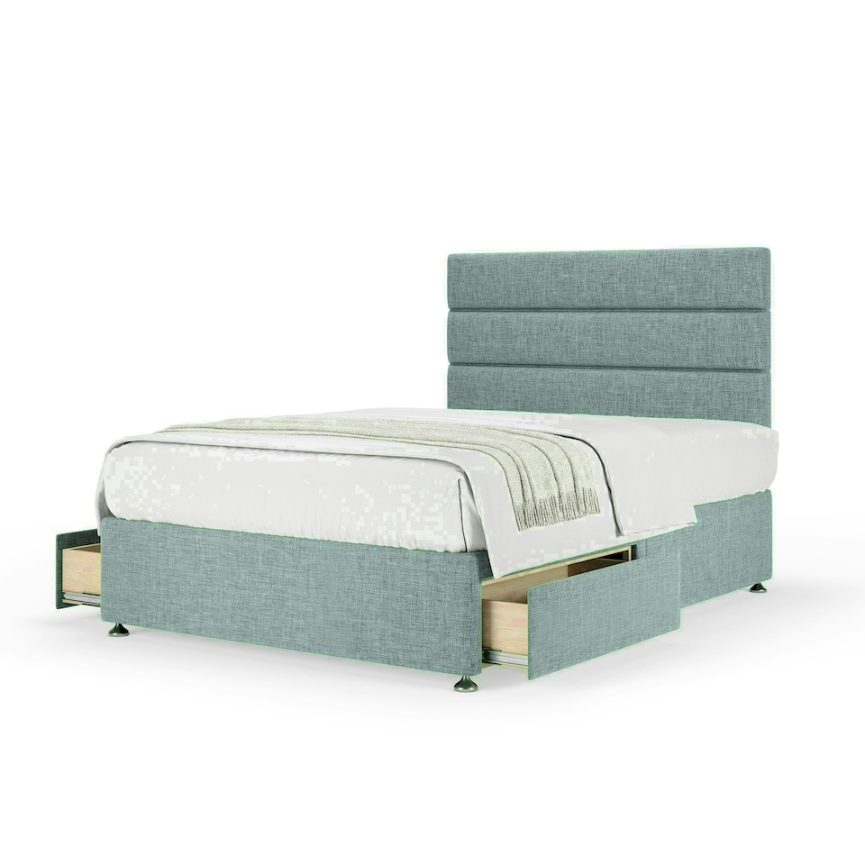 Duckegg Linen 2 Drawer Divan Base and Milan Headboard Double