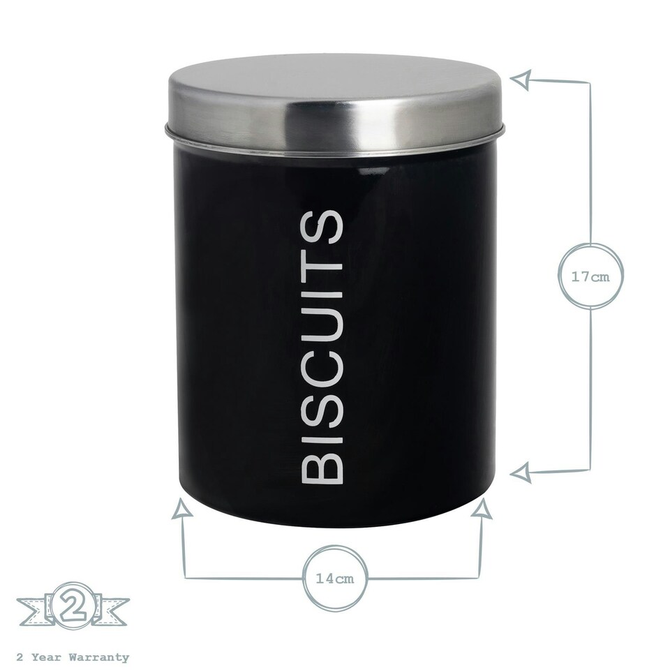 image 1 of Harbour Housewares 5 Piece Black Round Metal Kitchen Canisters Set Utility Storage Utility Containers Storage Box Storage Container