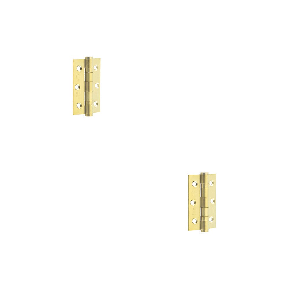2 PACK Premium Stainless Steel Grade 7 Ball Bearing Hinge 76x50mm with Satin Brass Finish - Door Hinges