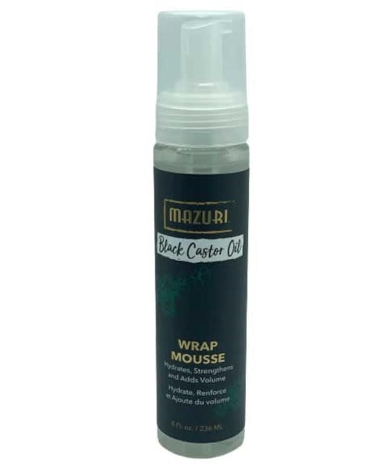 image 1 of Mazuri Black Castor Oil Wrap Mousse Hydrates And Strengthen Hair 236ml