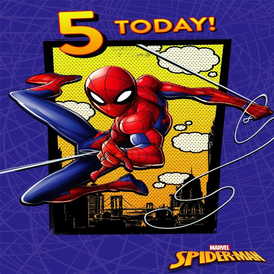 image 1 of Spiderman Design 5th Kids Birthday Card For Him