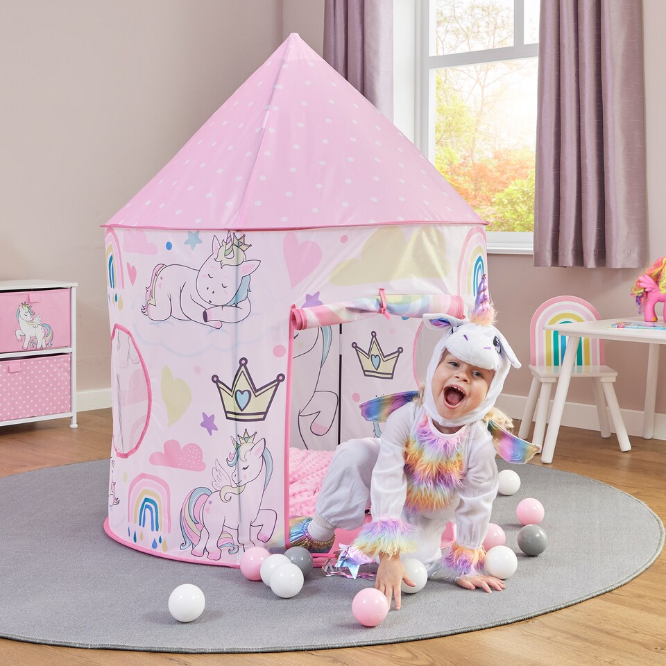 image 1 of Kids Unicorn Play Tent and Play Mat Set