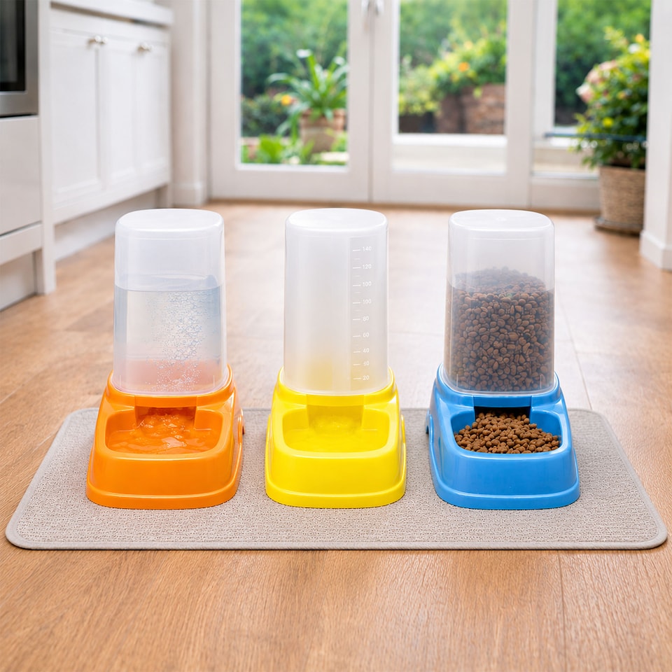 image 1 of Automatic Pet Feeder Bowl for Food or Water - Blue