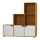 image 1 of 6-Cube Step Shelving Unit With Geo Doors | Cream | Beech & White | 1