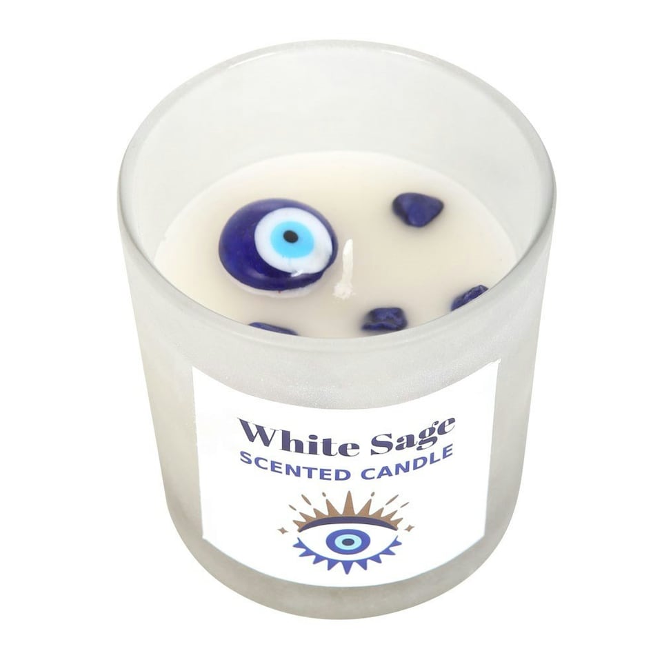 image 1 of Something Different White Sage All Seeing Eye Scented Candle - Frosted/White - One Size