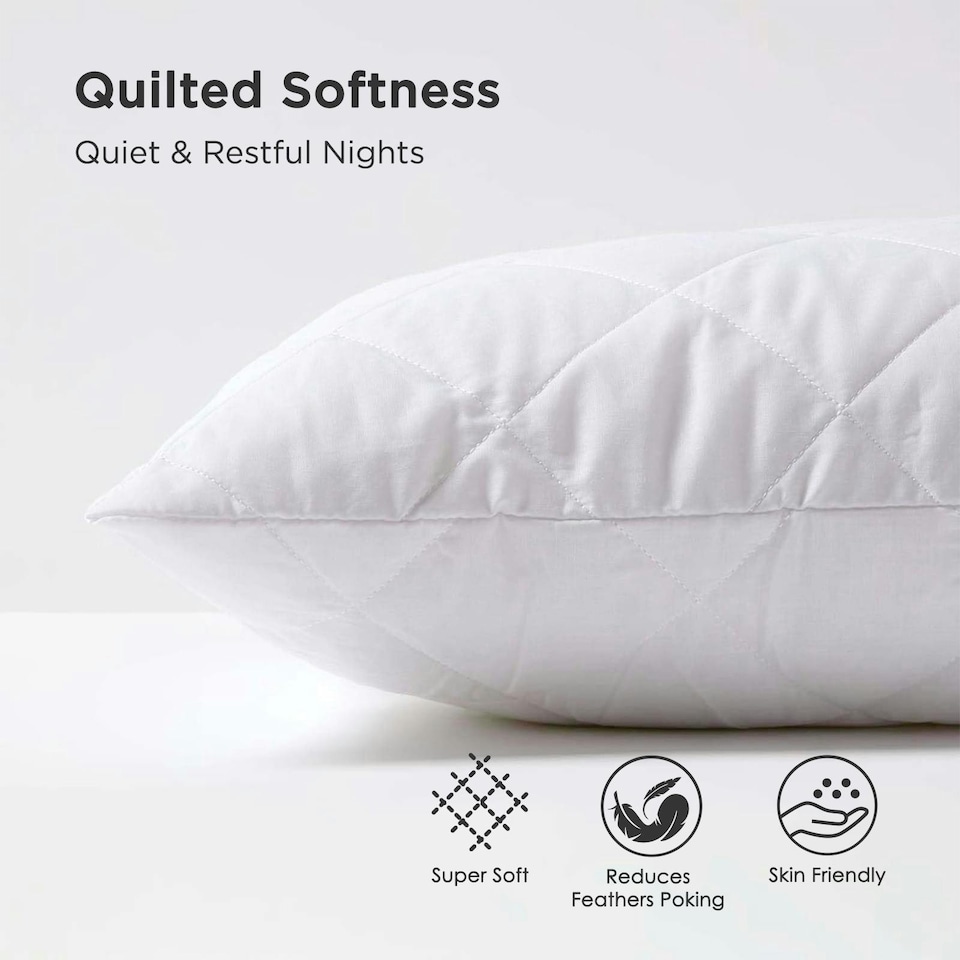 image 1 of Homescapes King Size Quilted Pillow Protector - Pack of 2 | White | King