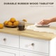 image 4 of HOMCOM Kitchen Floor Cabinet Side Storage Cupboard Multi-use Sideboard Table with Solid Wood Top, Adjustable Shelf,Drawer for Dining Room, Living Room,Hallway