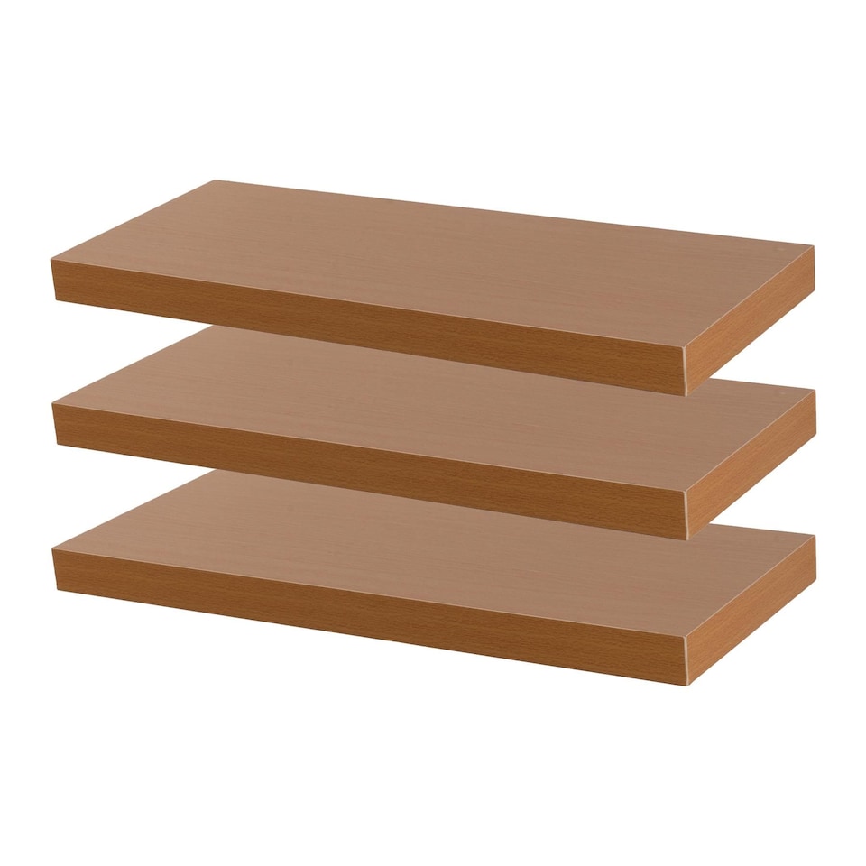 image 1 of Harbour Housewares 60cm Floating Wall Shelf - Photo Gallery Bookshelf Wall Shelves for Storage & Display | Brown | Brown | 6