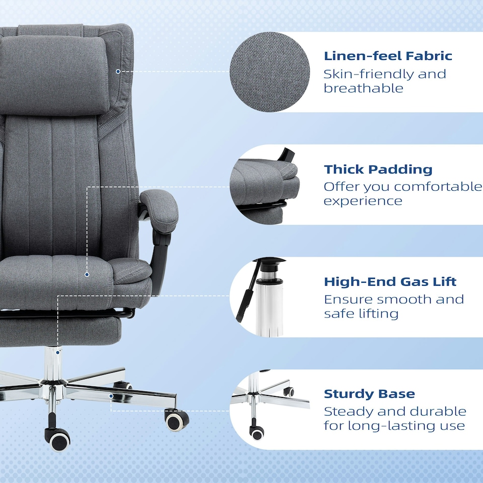 image 1 of HOMCOM Executive Office Chair Reclining Office Chair with Headrest Dark Grey