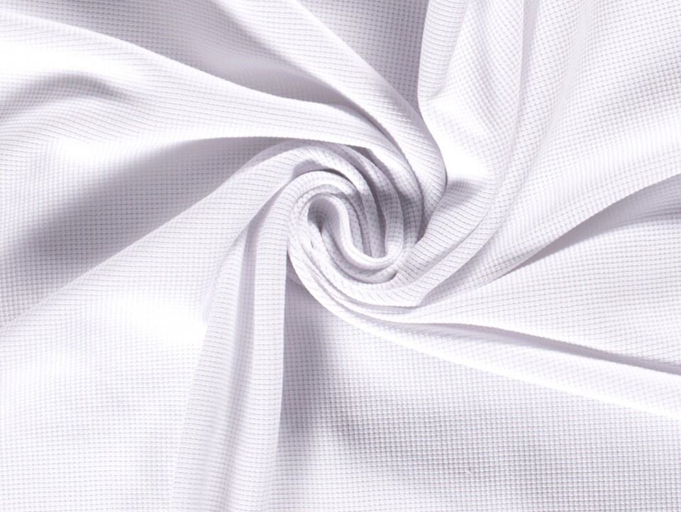 Minerva Core Range White Mini Waffle Textured Stretch Knit Fabric for Dressmaking, 150cm / 59" Wide - per metre