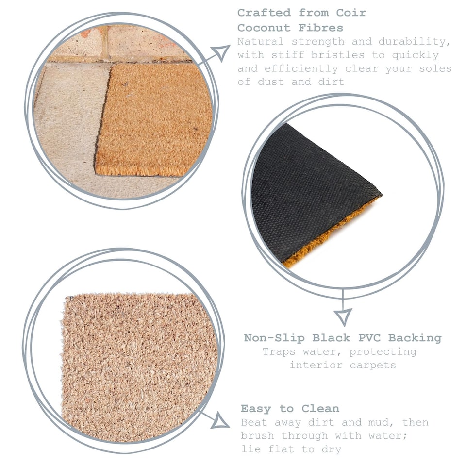 image 1 of Nicola Spring Coir Door Mat - 90 x 60cm - Rainbow - Indoor Outdoor Floor Mat Dirt Trapper Rug Non Slip Backing Doormat