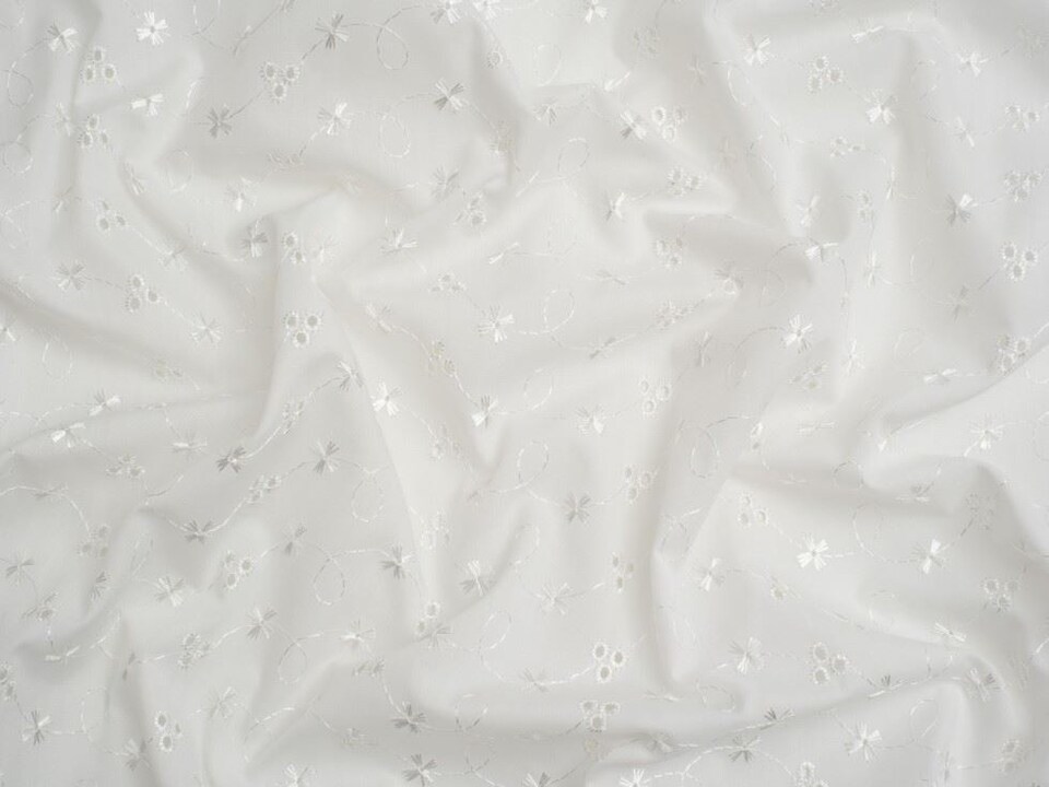Cream Broderie Anglaise Cotton Fabric for Dressmaking, 150cm / 59" Wide - per metre