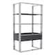 image 4 of Interiors by Premier Hi Gloss Grey Shelf Unit, Sleek Grey Gloss Shelves with Polished Stainless Steel Frame, Modern Open Storage Silver