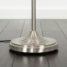 ValueLights Traditional Style Satin Nickel Barley Twist Floor Lamp With Grey Light Shade