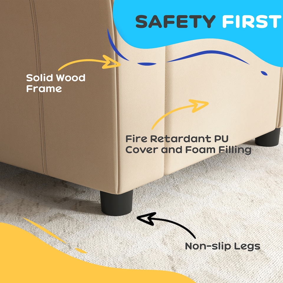 image 1 of HOMCOM Kids Recliner Chair with Adjustable Backrest & Footrest | Yellow | One Size