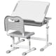 image 1 of HOMCOM Kids Desk and Chair Set Adjustable Tiltable with Drawer Pen Slot Hook | Grey