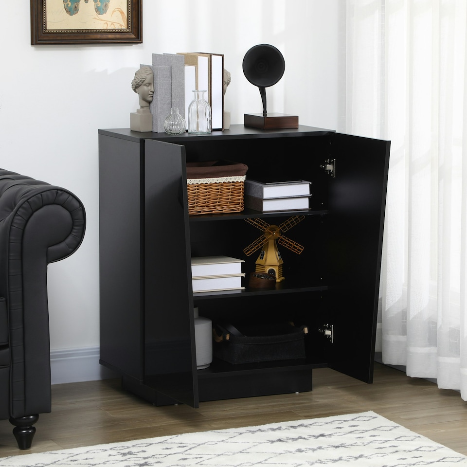 image 1 of HOMCOM High Gloss Storage Cabinet for Bedroom Living Room Dining Room Black