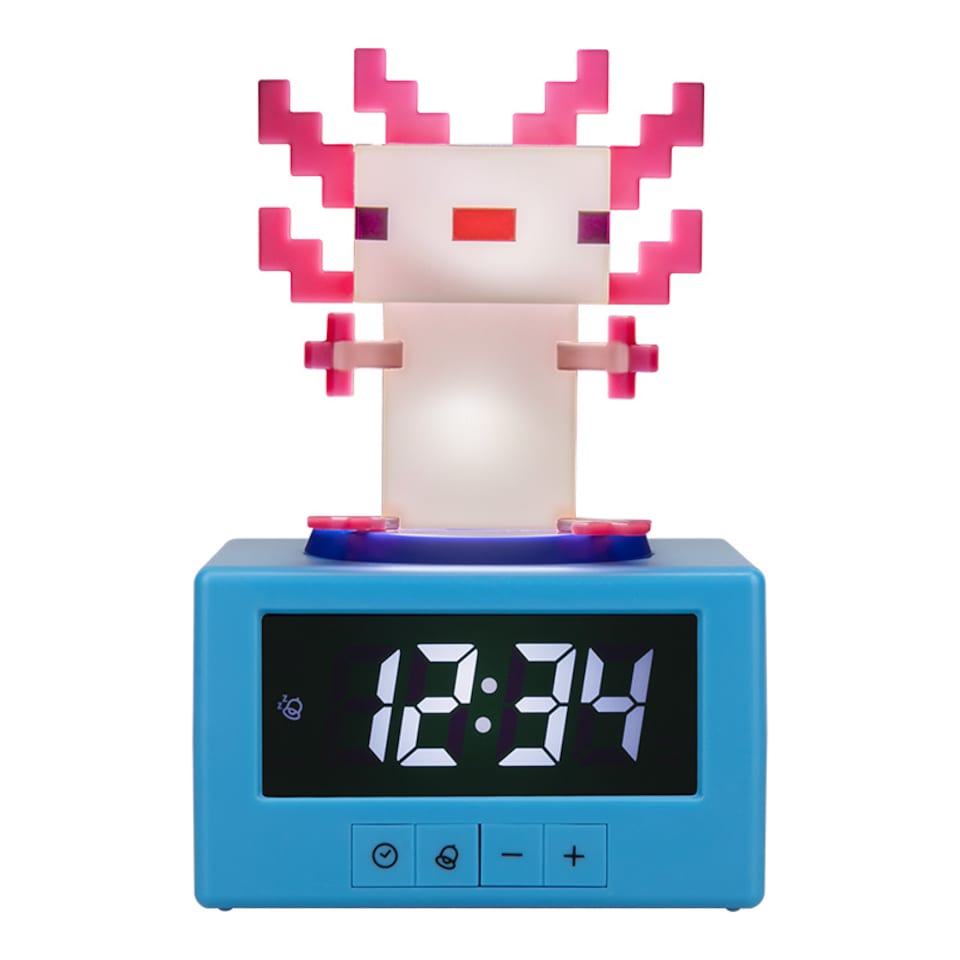 image 1 of Minecraft Axolotl Digital Alarm Clock with Night Light, Gaming Decor Gift for Kids Teens, Official Licensed, Paladone