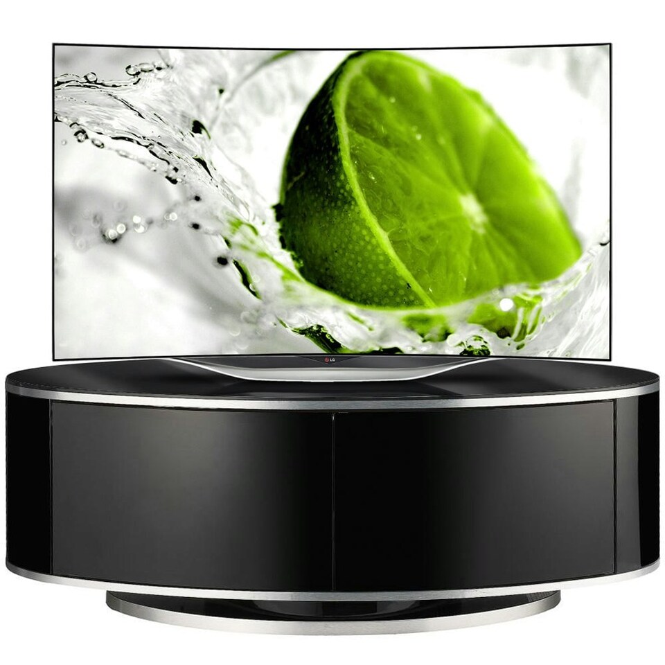 image 1 of MDA Designs Luna Beam Thru Remote Friendy up to 50" LED/LCD/Plasma Gloss Black Luxury TV Cabinet Stand | Black | 1