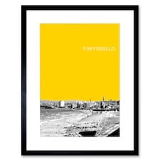 Portobello Beach Edinburgh Scotland Yellow 9x7" Black Framed Wall Art Print