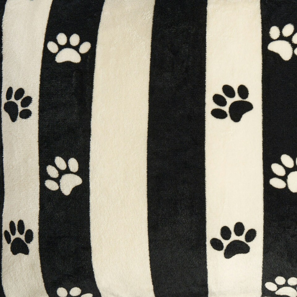 image 1 of OHS Dog Paw Print Soft Plush Plump Cosy Autumn Pumpkin Stripe Leopard Pet Bed Cushion, 80x60cm Multi | Mono - Stripe | L