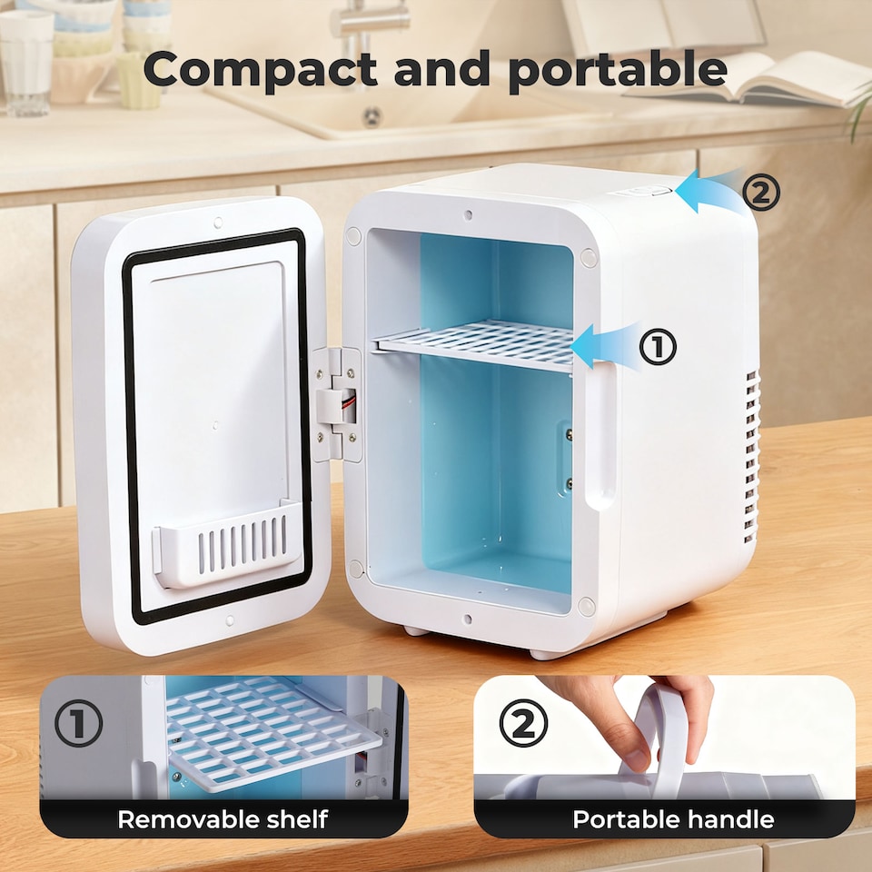 image 1 of Spector Mini Fridge Portable Cooler Warmer with Mirror 5L for Bedroom Office Car