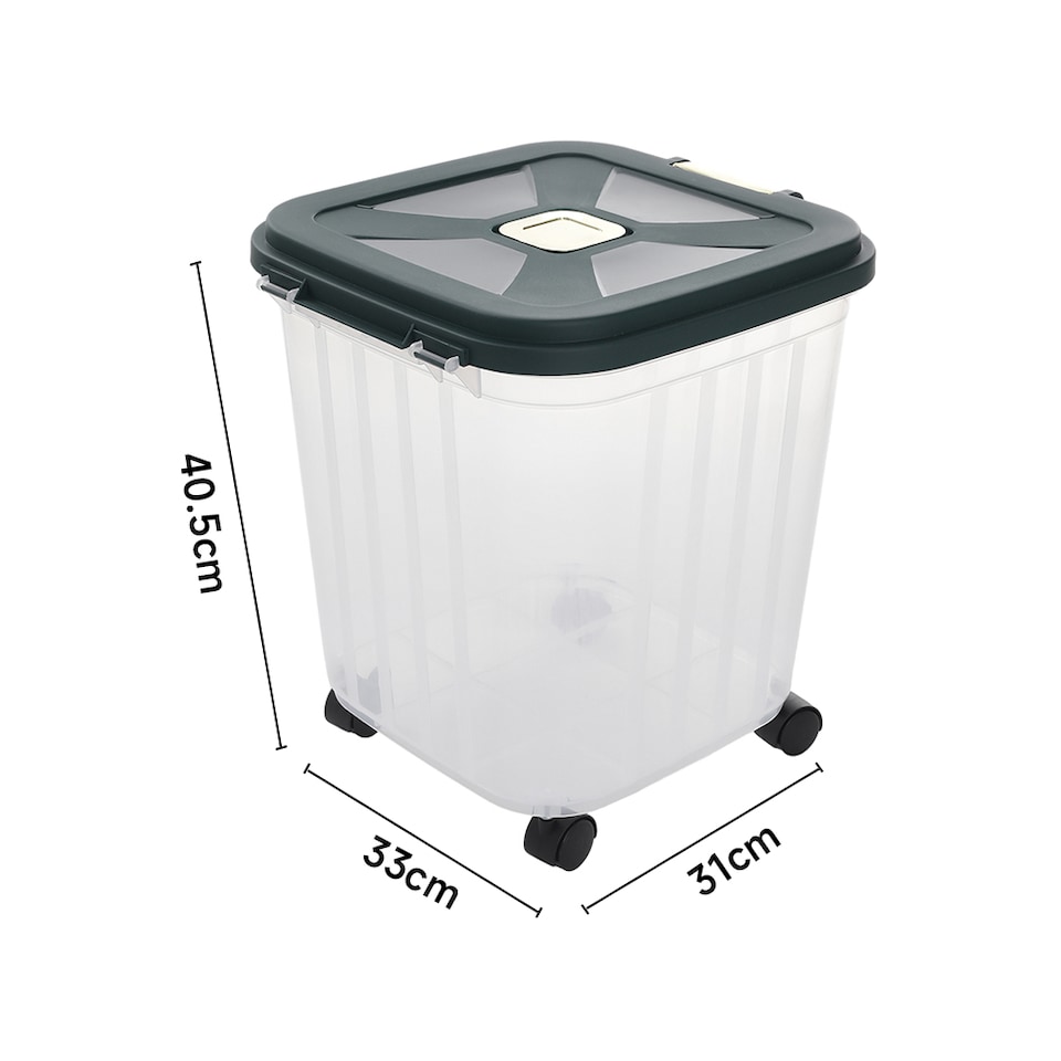 image 1 of Living and Home 2.5kg Large Capacity Food Storage Container with Wheels | Green