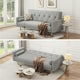 image 3 of Yaheetech Button-tufted Fabric 3-Seater Sofa Bed with 2 Bolster Pillows