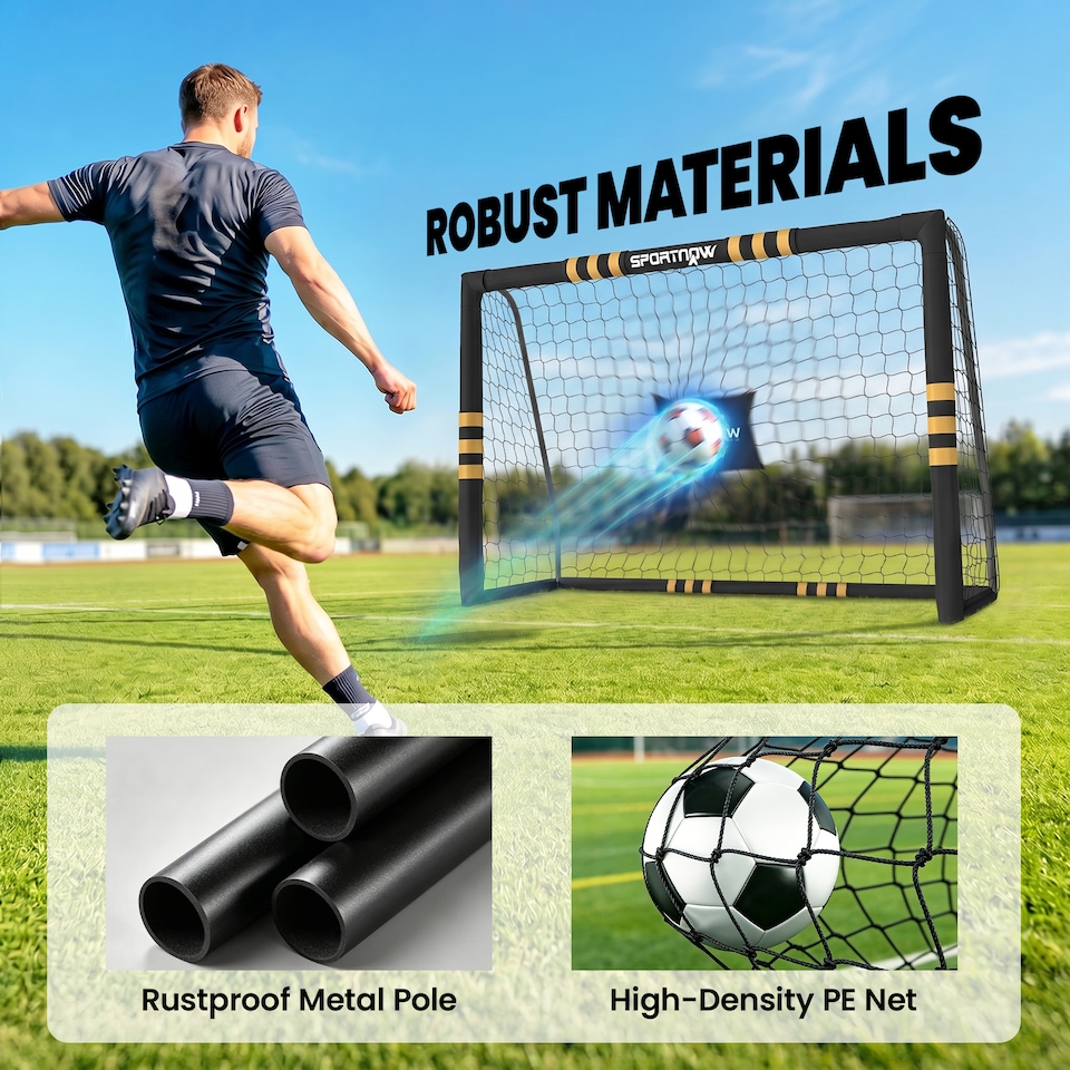 image 1 of SPORTNOW Football Goal, 8 x 5ft Portable Football Net with EPE Foam Padding