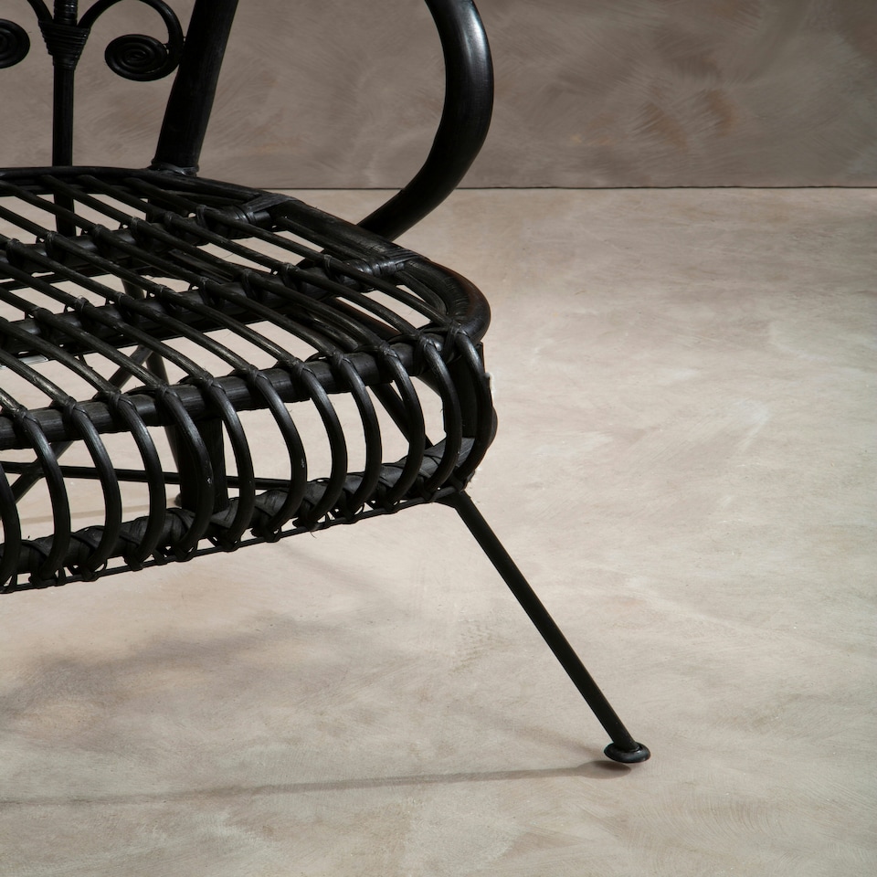 image 1 of Interiors by Premier Black Natural Rattan Scalloped Back Chair, High Back Rattan Lounge Chair, Outdoor Rattan Chair for Garden Black
