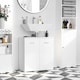 image 2 of kleankin Bathroom Pedestal Under Sink Cabinet with Storage Shelf Double Door White | White