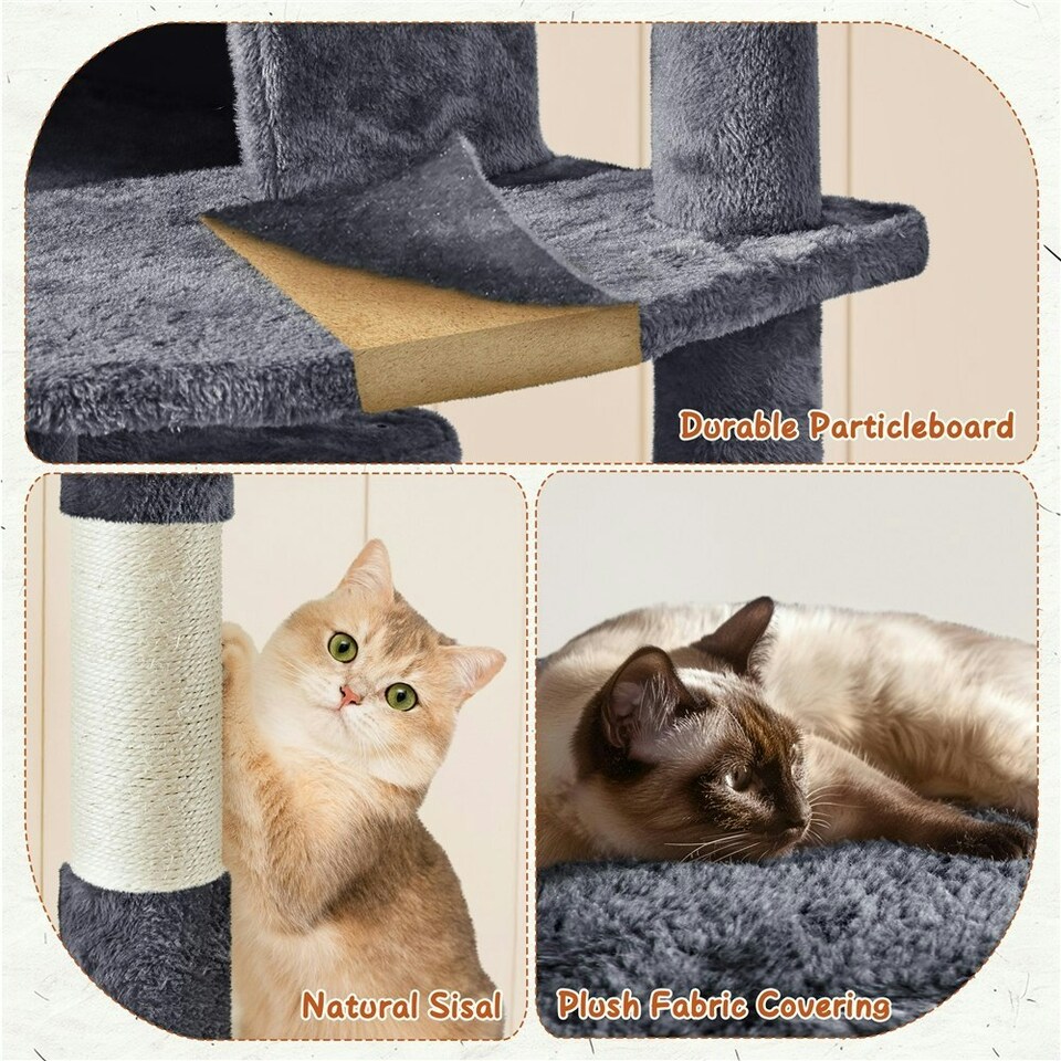 image 1 of Yaheetech Large Cat Tree with 3 Condos Dark Grey
