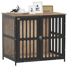 PawHut Dog Crate Furniture with Anti-Chew Resistant Mesh for Medium Dogs 