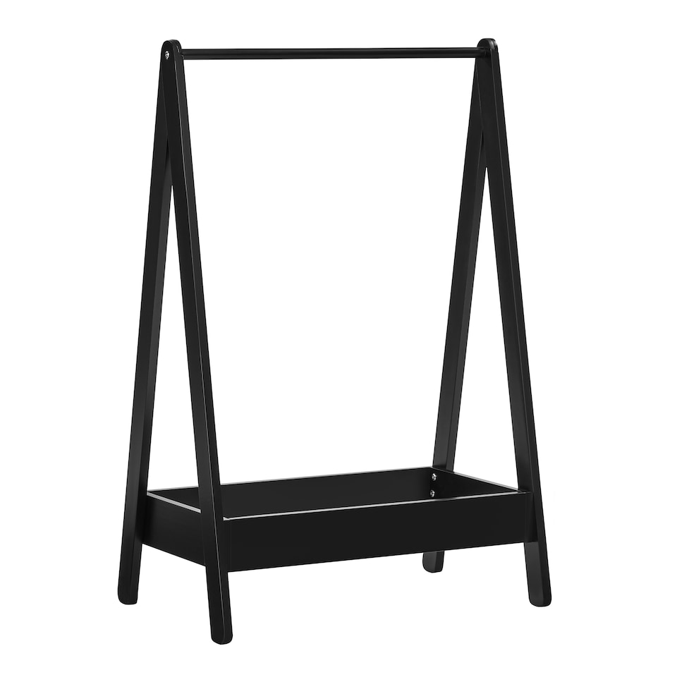 image 1 of Junior Vida Kids Bedroom Furniture Space Saving Foldable Clothing Rack - Black