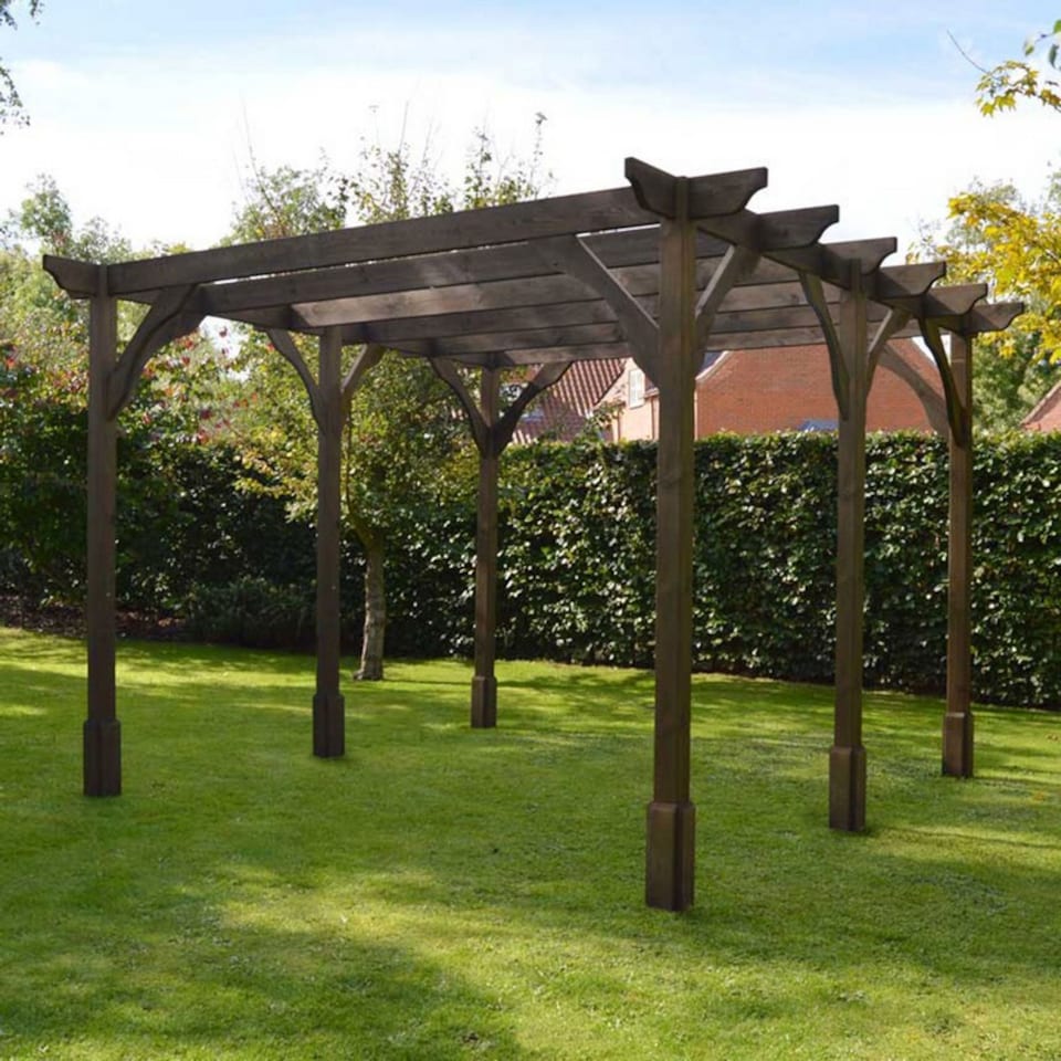 image 1 of Premium Pergola 6 Posts - Wood - L360 x W720 x H270 cm - Rustic Brown