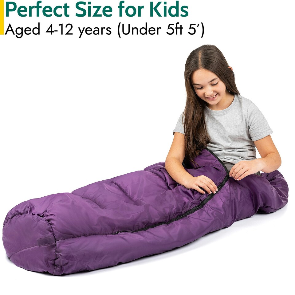 image 1 of Kids Mummy Sleeping Bag - Purple