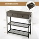 image 2 of COSTWAY Entryway Narrow Console Table w/Charging Station Brown