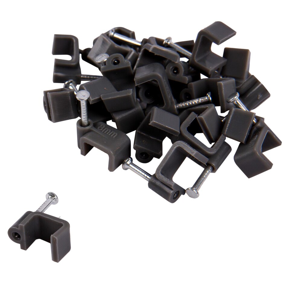 image 1 of Blackspur 80pc Plastic Cable Clips Set - 3 Sizes - White