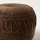 image 4 of Homescapes Sofia Pleated Velvet Chocolate Brown Pouffe