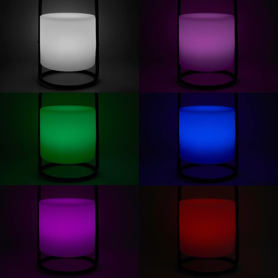 image 1 of ValueLights Corte Black Outdoor Table Lamp Dimmable White Cylinder Shade