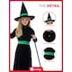 image 7 of Wicked Witch Black and Green Girls Fancy Dress Costume Kids Medium - Age 7-9