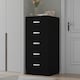 image 2 of FWStyle Tunis 5 Drawer Tallboy Slim Chest Of Drawers - Matt Black